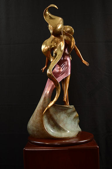 Angelo Basso, Allegra, Painted Bronze sculpture